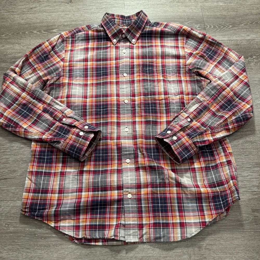 Banana Republic Shirt Mens XL Multicolor Plaid Cotton OCBD Long Sleeve Preppy